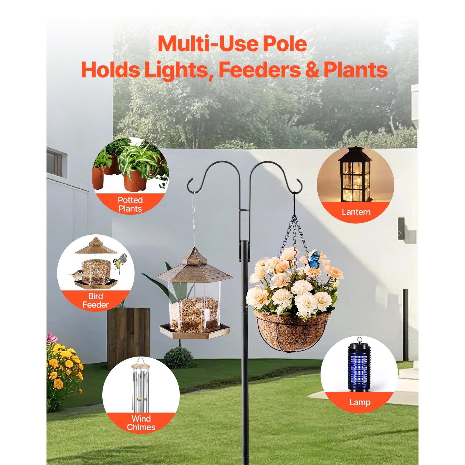 Double Shepherds Hook 8 Pack 92 Inch Heavy Duty Bird Feeder Pole_voghion.com